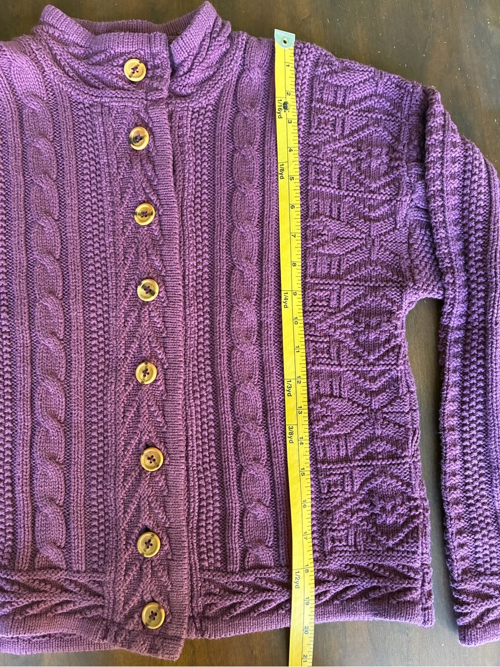Vintage L.L.Bean 100% Cotton Cable Knit Button Up Cardigan Size S Plum - Picture 11 of 11